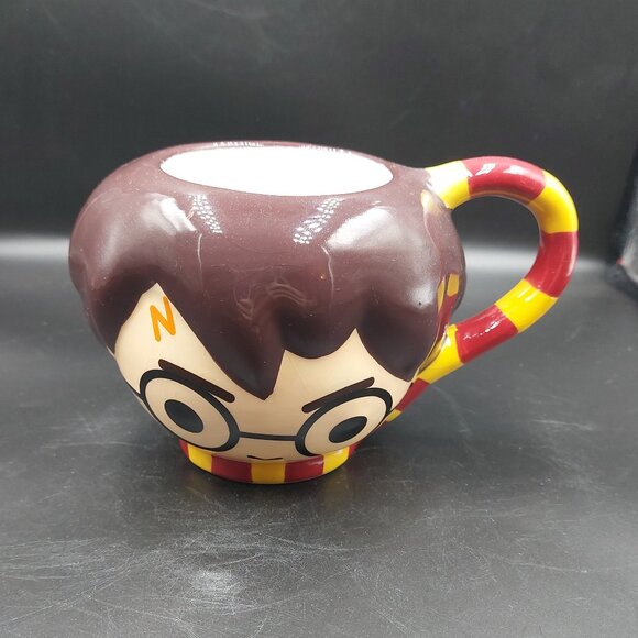 2 Harry Potter Ceramic 3D Face Figural Coffee Mug & Hufflepuff Cauldron EUC - Picture 3 of 12